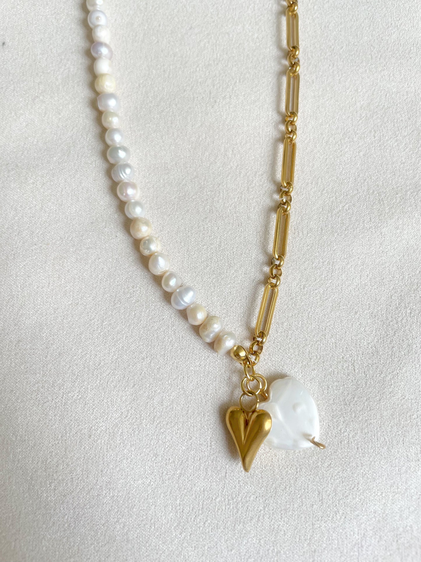 Cadena + perla ( doble cuore)