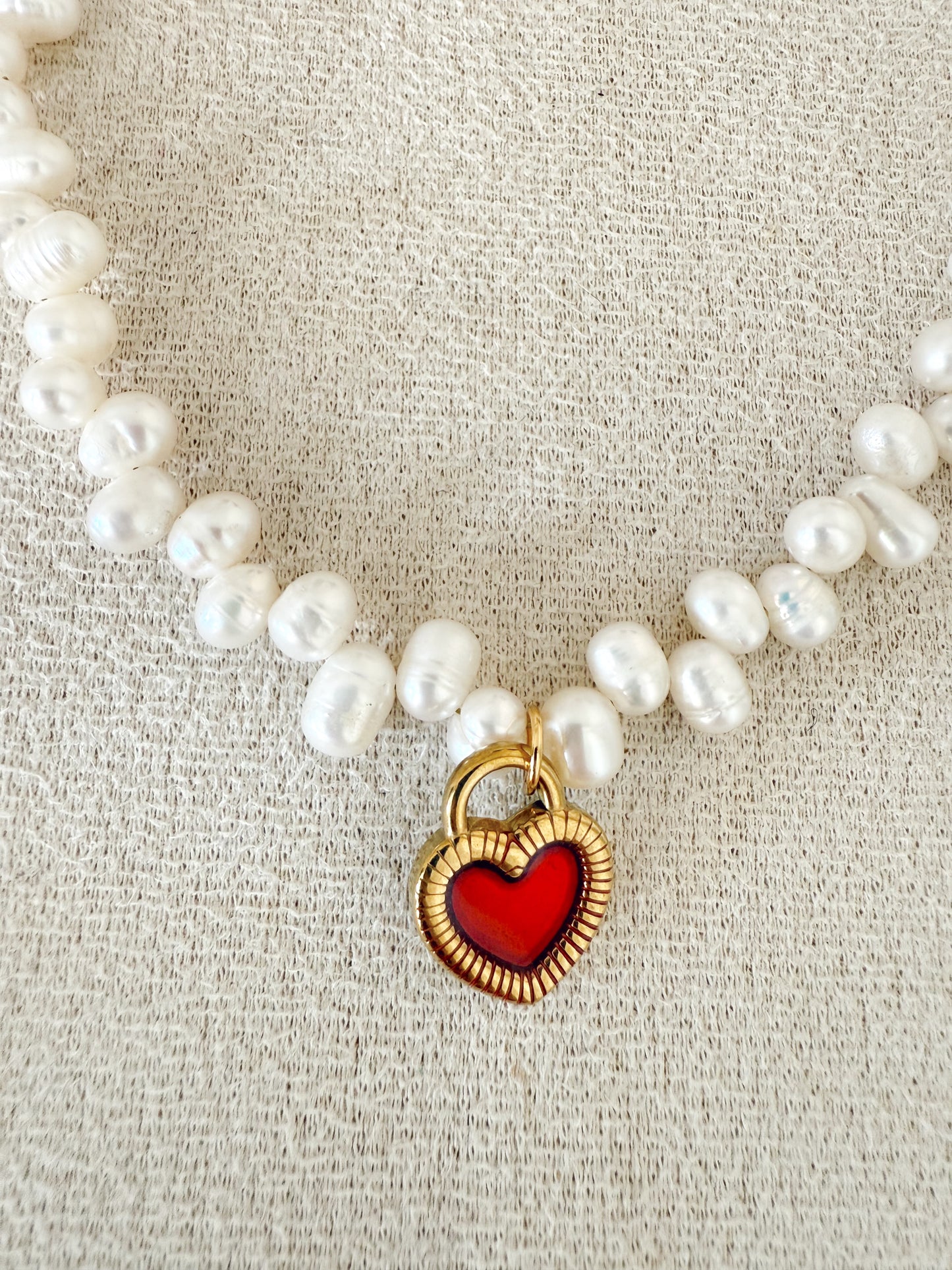 Perlas y corazón doble