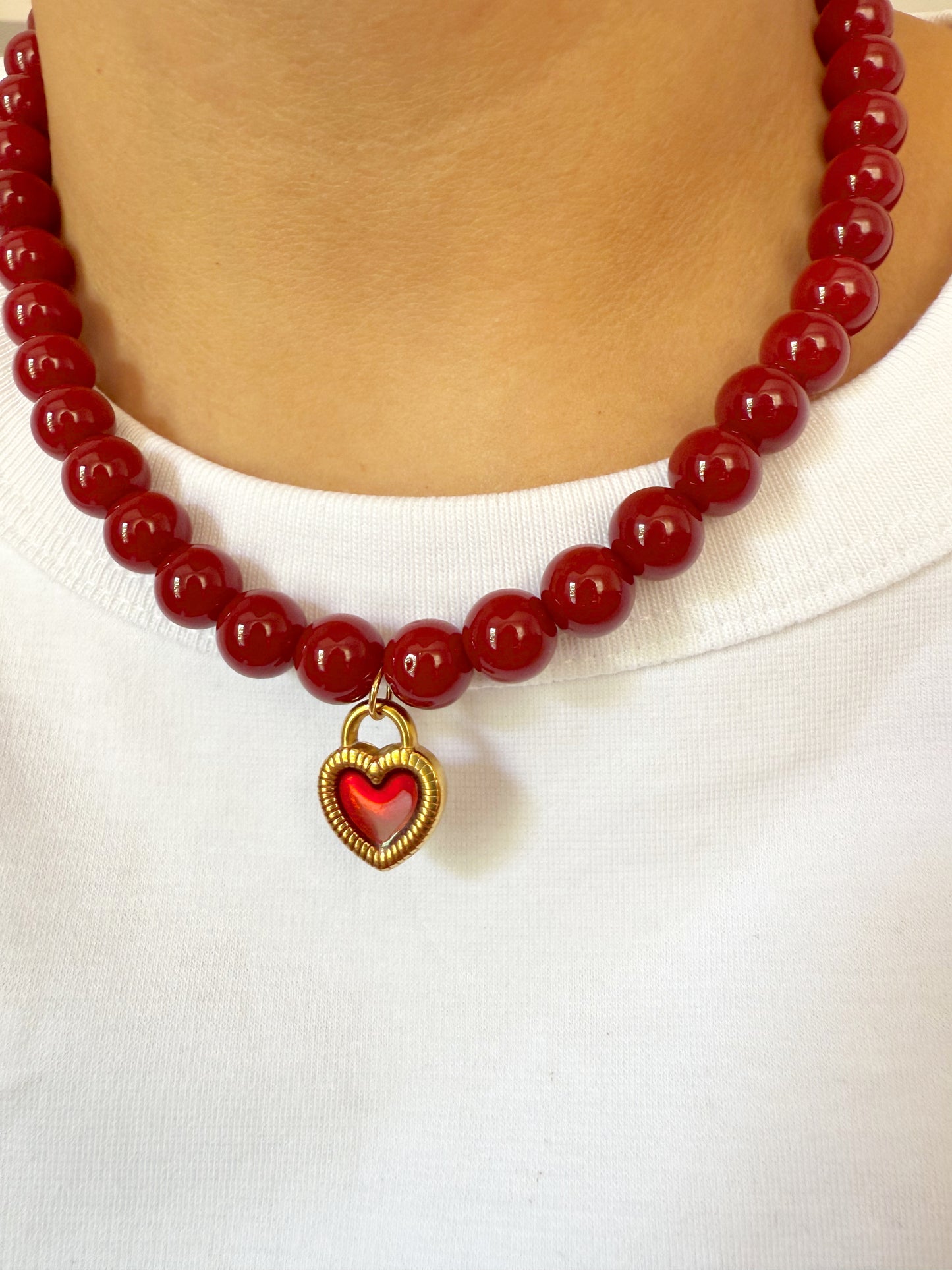 Collar rojo/ corazón doble (unico disponible)