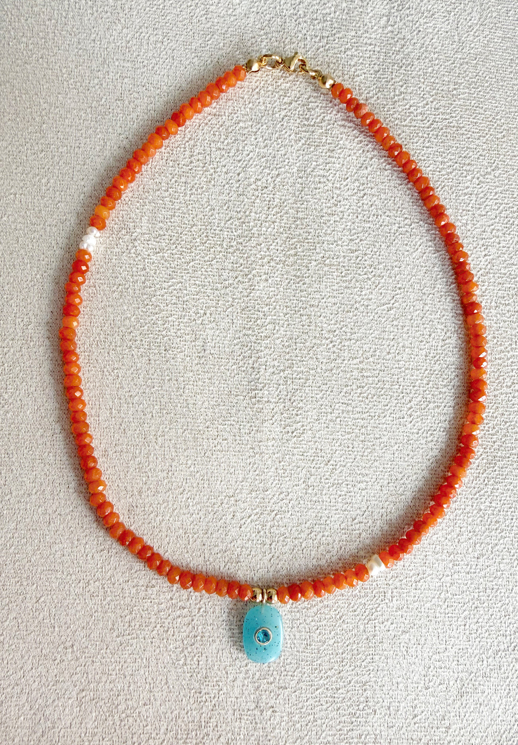 Collar piedra agatha facetada, con colgante de piedra natural