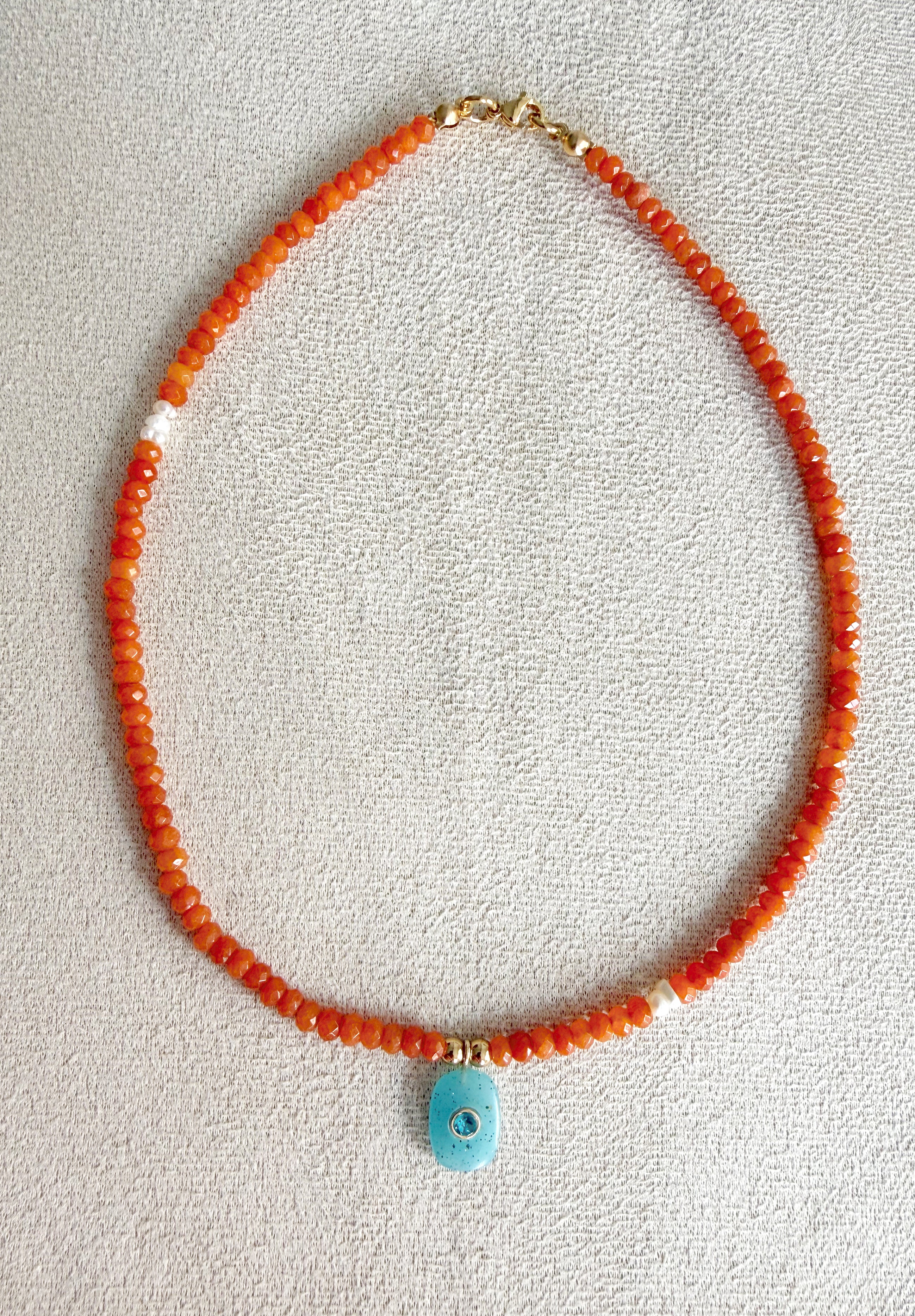 Collar piedra agatha facetada, con colgante de piedra natural