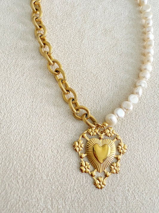 Cadena + perla + CHARMcorazónMAXI❤️‍🔥