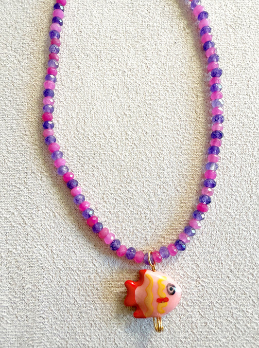 Collar mini morado y rosa