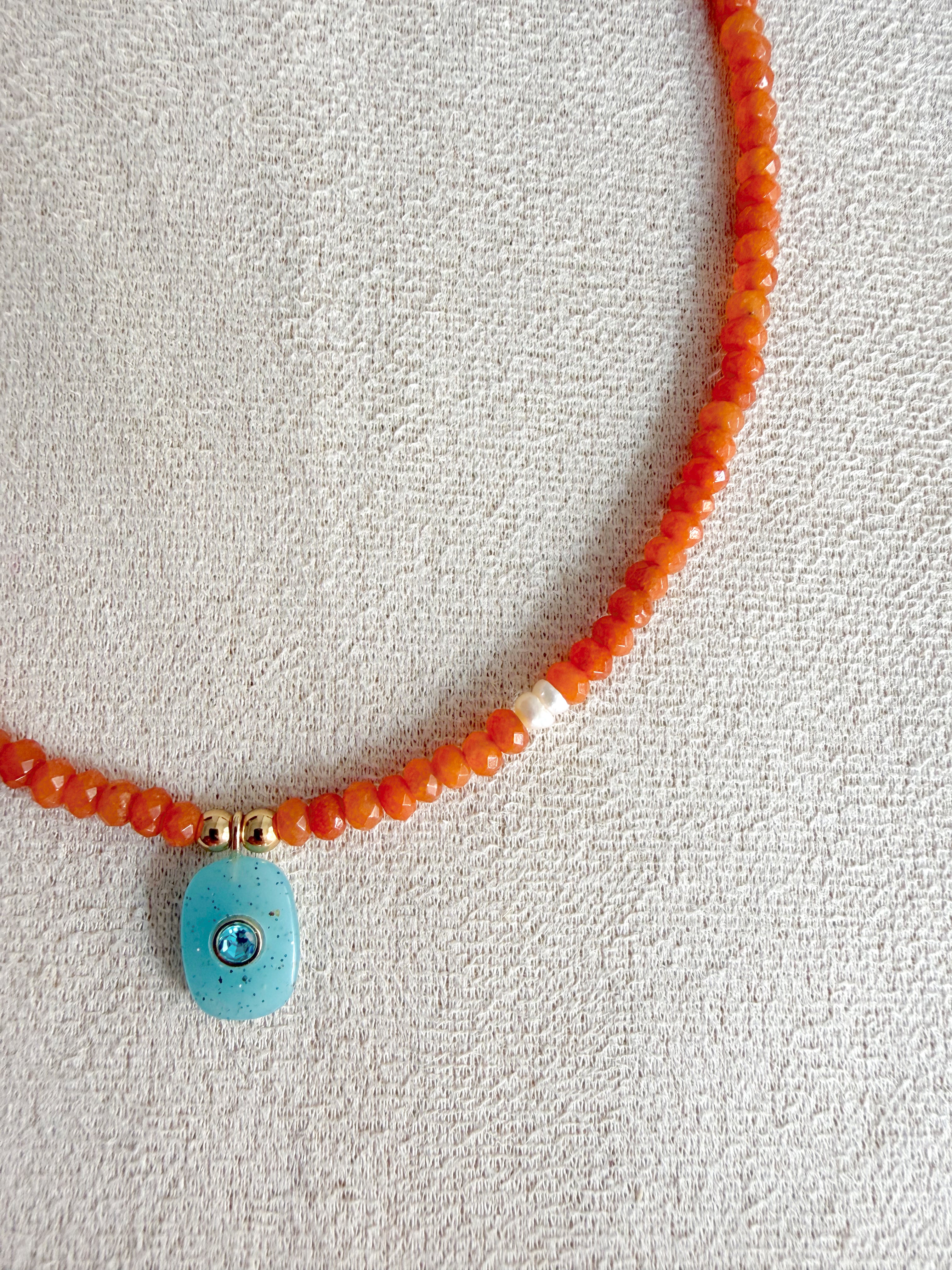 Collar piedra agatha facetada, con colgante de piedra natural