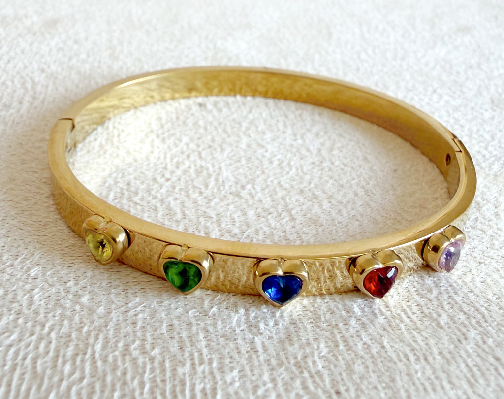 Pulsera acero corazones multi
