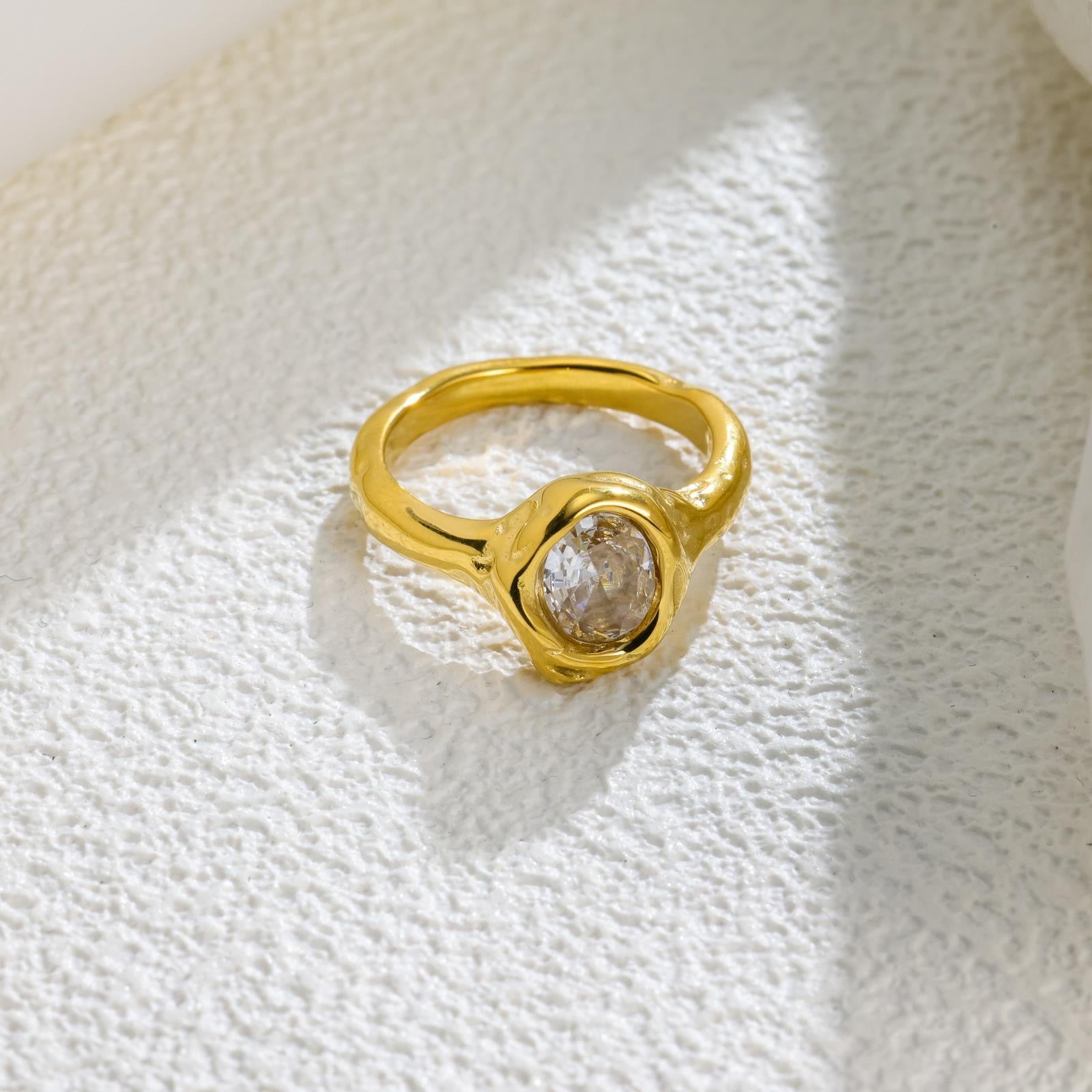 Anillo acero con baño 18k