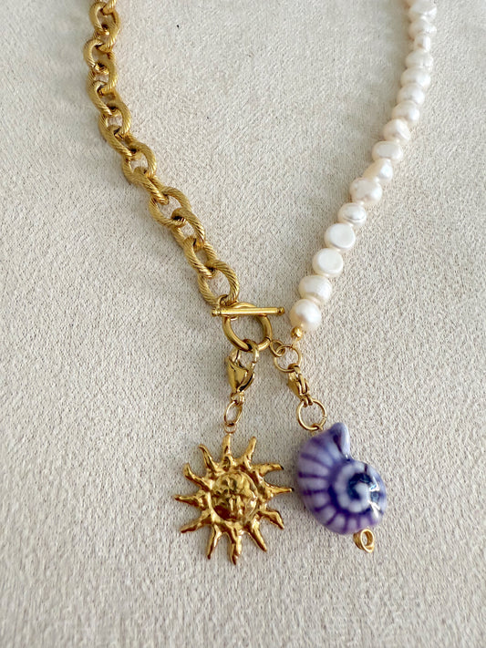 Cadena + perla + doble charm