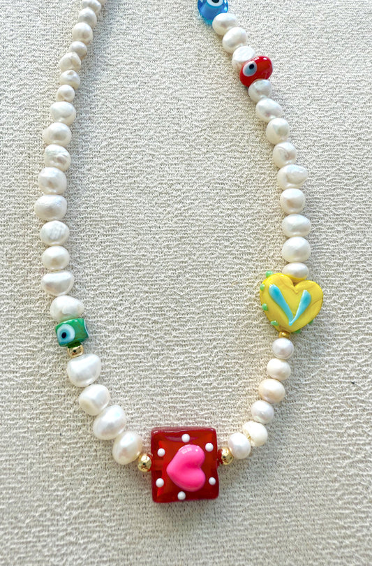 Collar perla y cerámica
