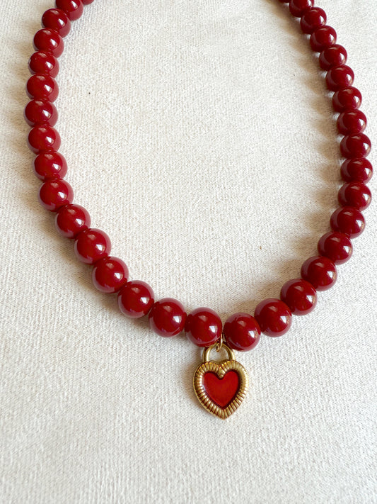 Collar rojo/ corazón doble (unico disponible)