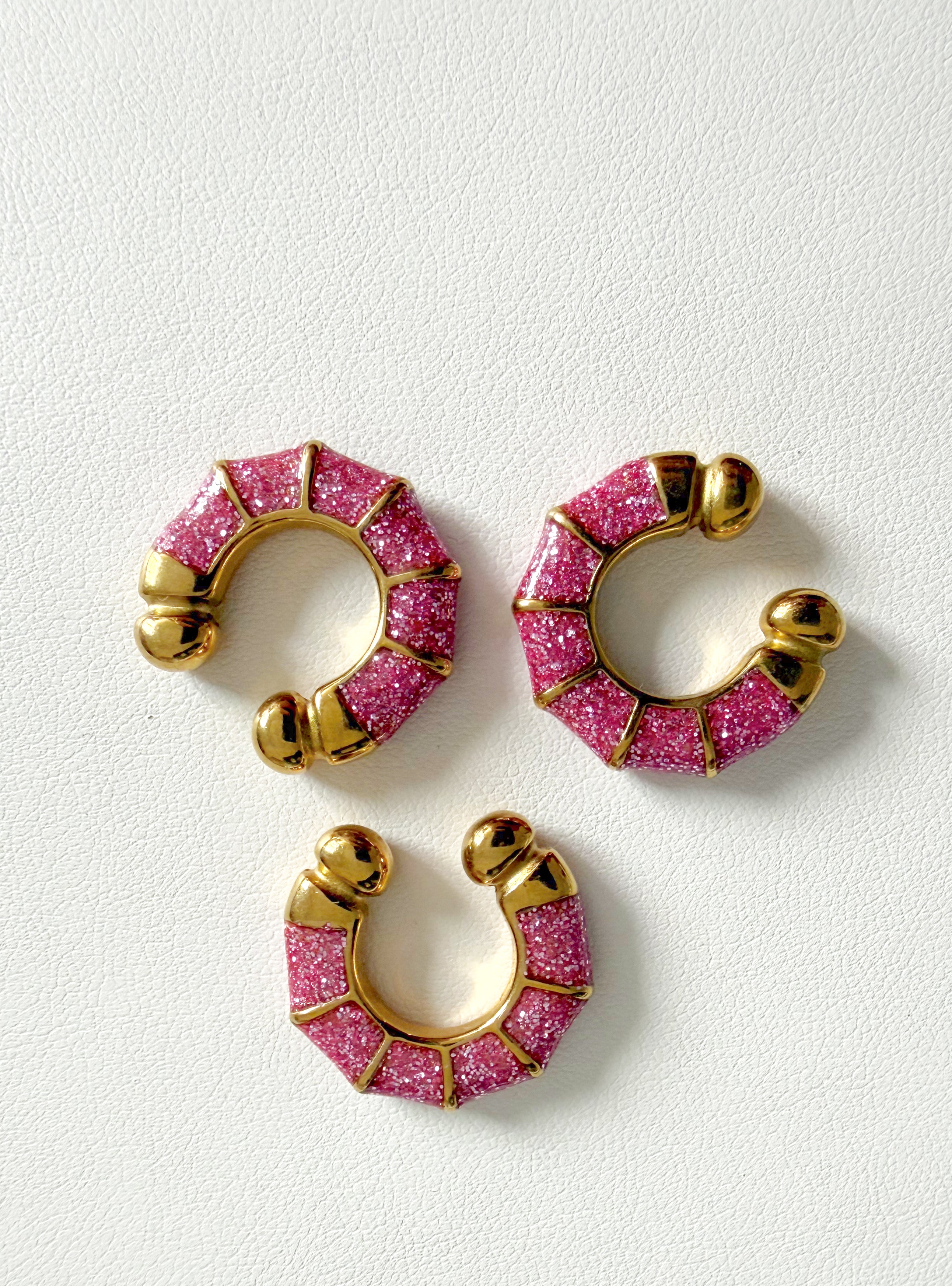 Earcuff purpurina rosa